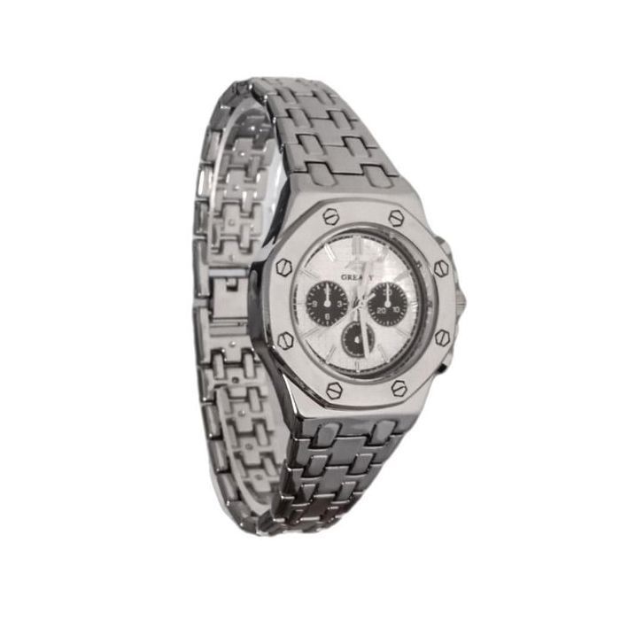 Montre classique - GREALY - Hexagonale - Acier inoxydable - Quartz - Argenté