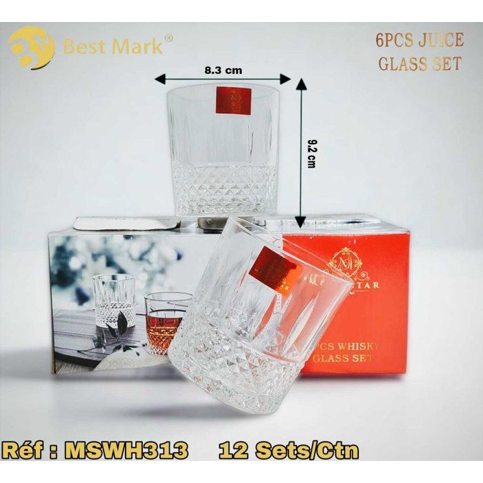 Set de 6 Verres en Verre Transparent – Design Élégant