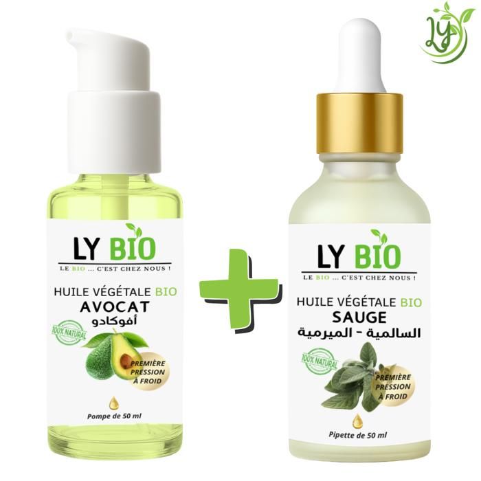 Huile Végétale - LYBIO - Pack Avocat & Sauge - 50ml - Nourrissant - Mixte