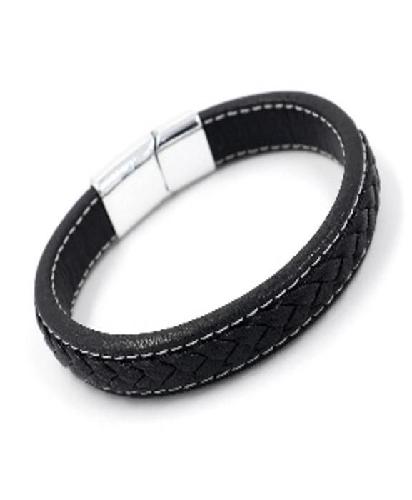 Bracelet - Cuir Noir - Standard et Réglable - Pour Hommes - Élégance Décontractée