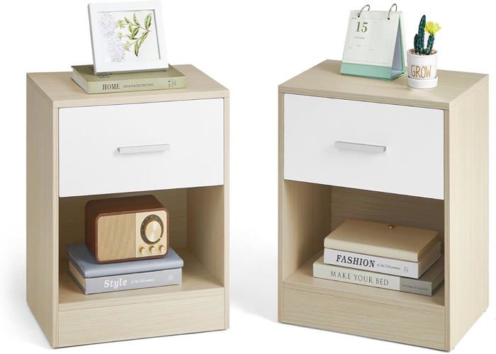Table d’Appoint - TWINS DECOR - Lot de 2 - MDF SONOMA - 1 Tiroir - 39 cm de Largeur
