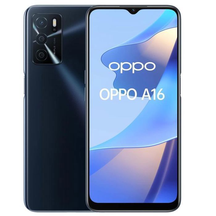 Oppo Smartphone A16 4G-LTE Dual SIM IPX4 - Helio G35 8-Core 2.3 GHz - RAM 4 Go Stockage 64GB