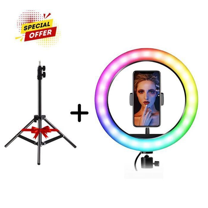 Ring Light RGB LED MJ45 - Illuminez Votre Style + Trépied 1,6m Offert !