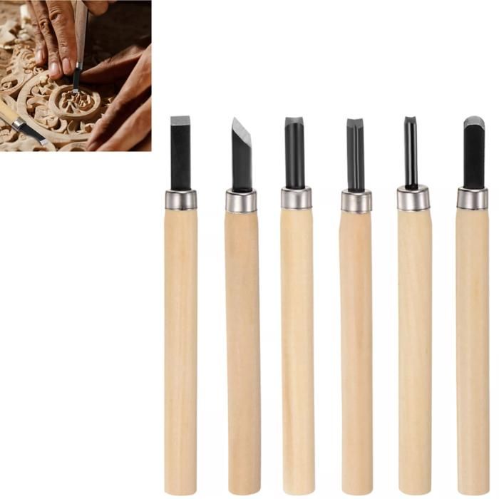 Outils de sculpture - Non spécifié - 6 pièces - Lames en acier - Poignées ergonomiques - Précision optimale