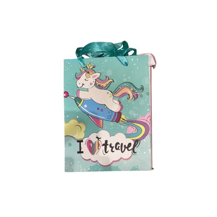 Sac cadeau - L'ICORNE - 18x23x10 cm - Multicolore - Mixte - Fête d'anniversaire