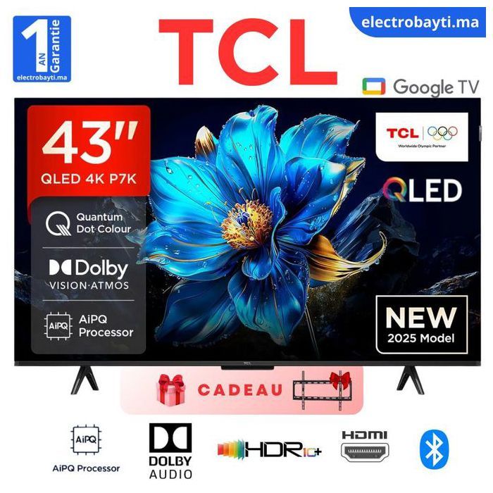 TV QLED - TCL - 43P7K - 4K UHD - Dolby Vision - Google TV