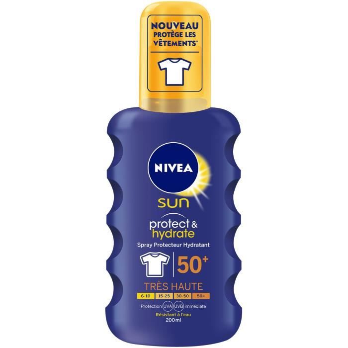 NIVEA SUN Spray Protecteur Hydratant FPS 50+ Formule anti-taches - 200 ml