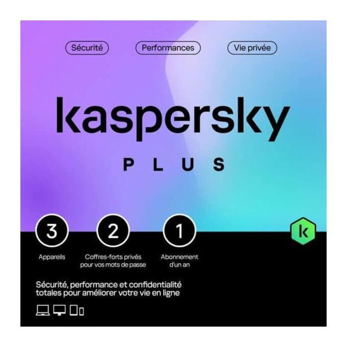 Antivirus kaspersky Plus 3 Postes 1An (équivalent à Internet Security)