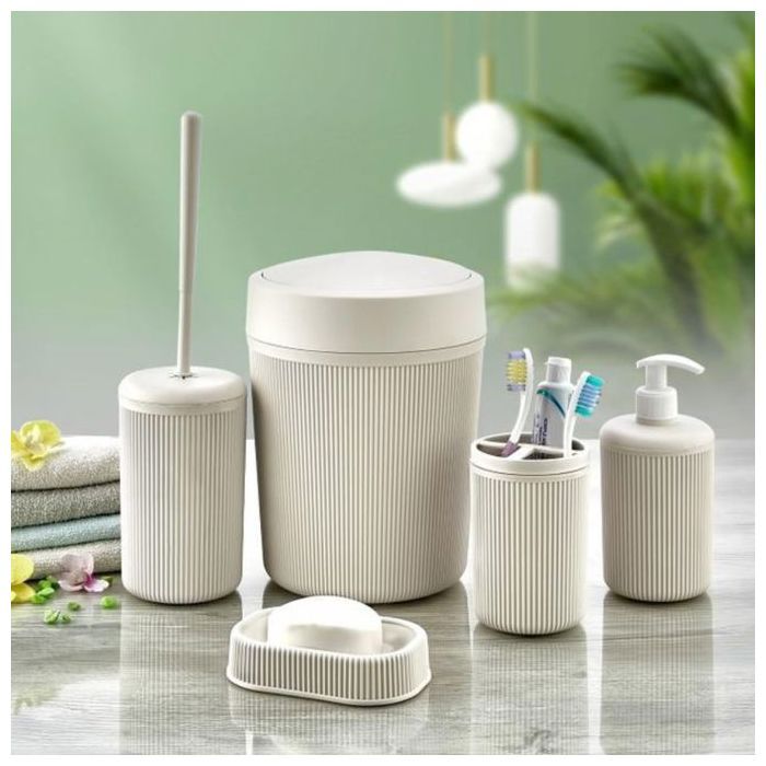 Ensemble d'accessoires de bain 5 éléments – Design fonctionnel et contemporain.