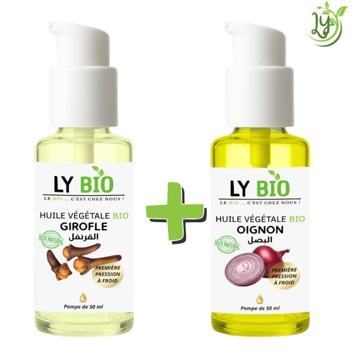 LYBIO PACK HUILE GIROFLE 50ML - POMPE + HUILE OIGNON 50ML - POMPE