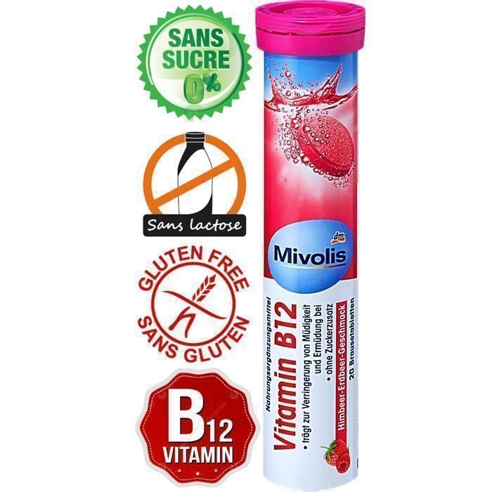 PACK 4 Comprimés effervescents de Vitamine B12 SANS SUCRE