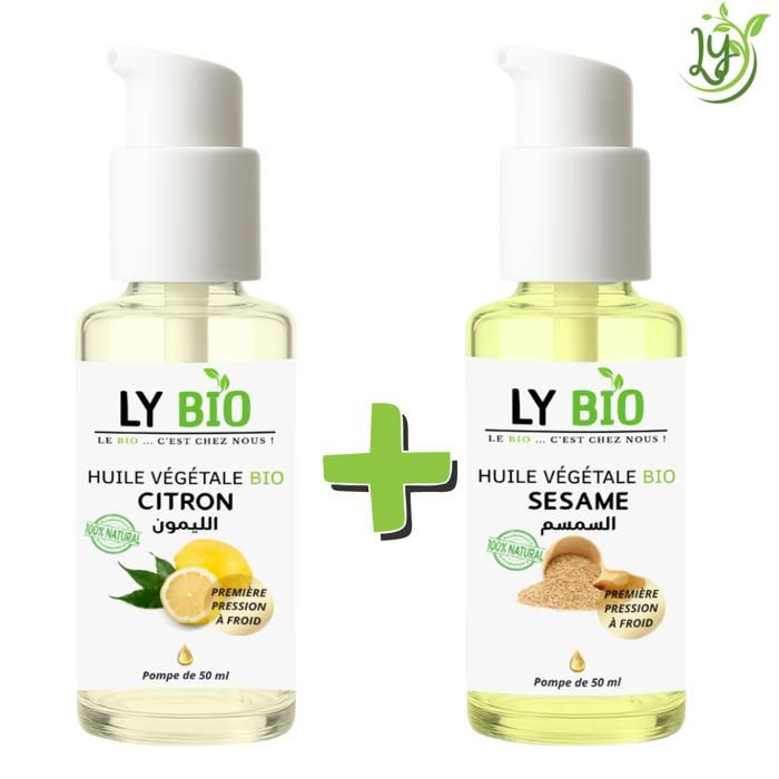 LYBIO PACK HUILE CITRON 50ML - POMPE + HUILE SESAME 50ML - POMPE