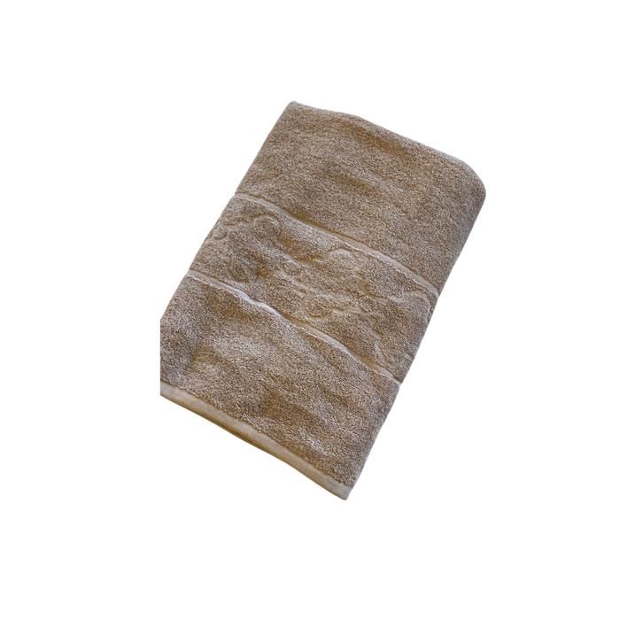 DRAP DE BAIN SIMPLE AVEC MOTIF ARABESK150x100CM MARRON 100% COT