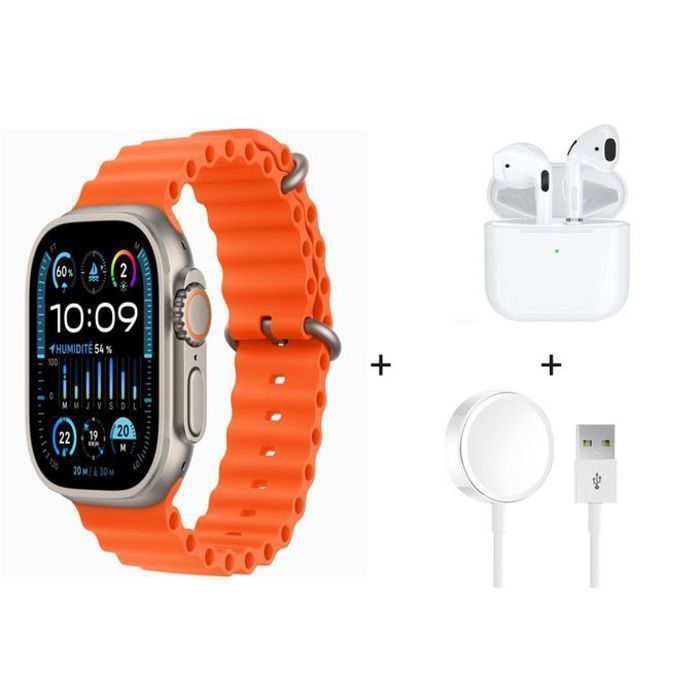 pack Combo avec Smart Watch Ultra Montre Intelligente et Ecouteur Sans Fil Bluetooth