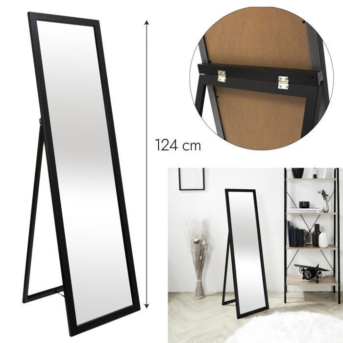 Miroir sur Pied - M6 - 122cm - Noir - Élégant - Chic - Intérieur