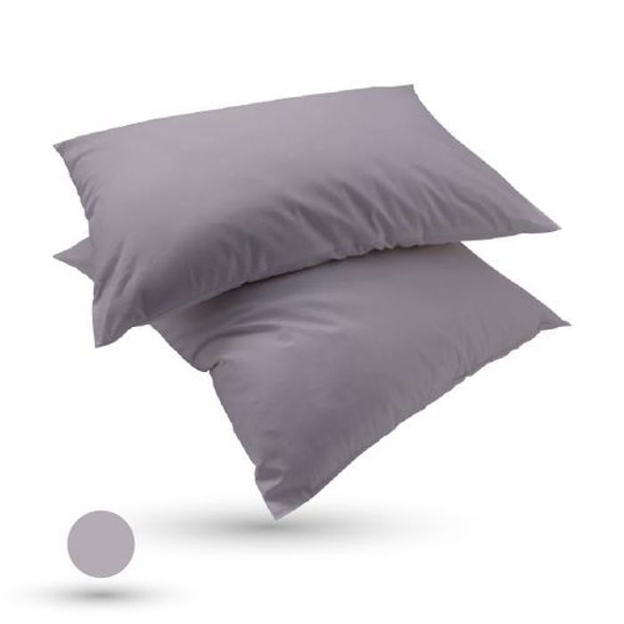 2 Taies D'oreiller Uni Gris Clair 50x70cm - Doux & Antiallergique