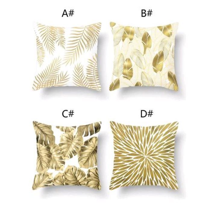 4 Pièces Housse de coussin lombaire à imprimé feuille sans bourre 45 x 45 cm