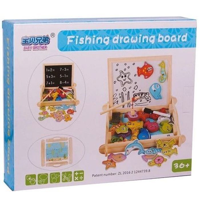 Pêche en bois cinq ensembles de jouets de piliers avec 5 couleurs différentes