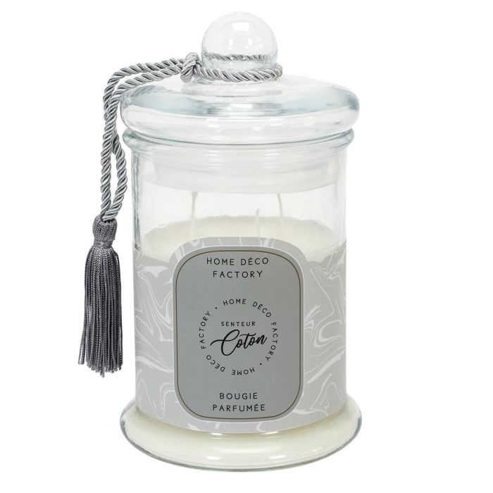 Bougie Parfumée en Verre "Bonbonnière" 23cm Coton