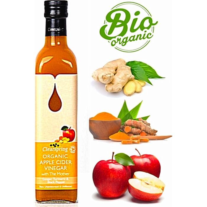 Vinaigre de cidre de pomme biologique avec la mère - Gingembre, curcuma et poivre noir (minceur, immunité, perte de poids) 500ml