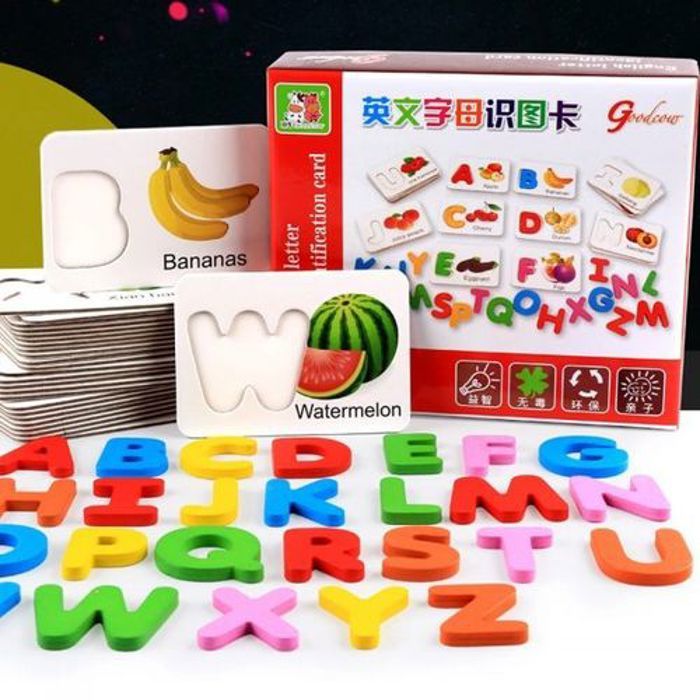 Lettres Alphabet en bois Puzzle de légumes cartes assorties enfants jouet d'éducation précoce
