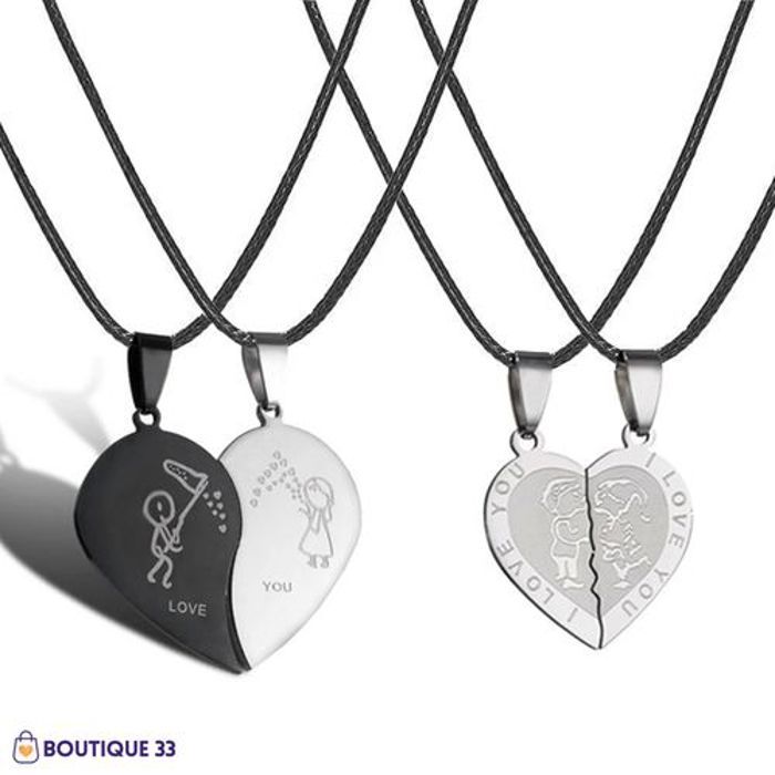 Collier Couple cœur Ensemble - 4pcs