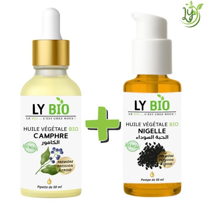 LYBIO PACK HUILE CAMPHREE 50ML - PIPETTE + HUILE NIGELLE 50ML - POMPE