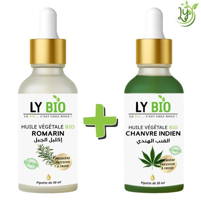 LYBIO PACK HUILE ROMARIN 50ml - PIPETTE + HUILE CHANVRE 50ML - PIPETTE