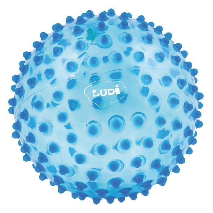 Balle sensorielle LUDI - Diamètre 20 cm - Bleu - Pour bébé dès 6 mois