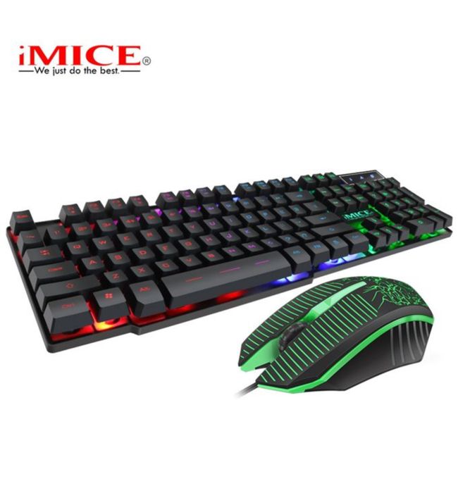 2 IN 1 Ensemble clavier et souris GAMER rétroéclairés RVB 104 touchespour ordinateur portable disposition