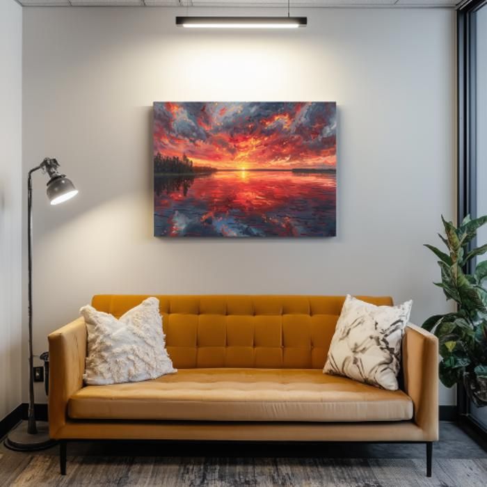 Tableau - Lumières & Ombres - Coucher de Soleil - 25x35 cm - Toile de haute qualité - Décoration murale