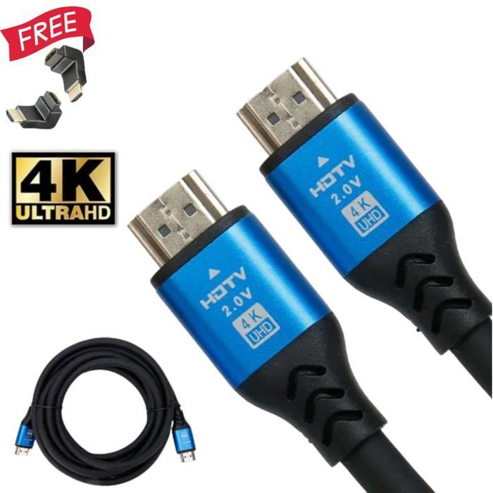 cable hdmi vers hdmi 1,5M HDTV 2.0 4K Premium + Deux Adaptateur HDMI Male / Femelle GRATUIT
