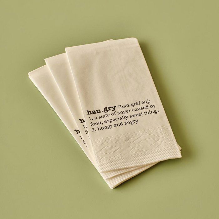 Serviettes en papier - Hangry - Beige - Paquet de 25 - 33x33 cm - Imprimées en noir