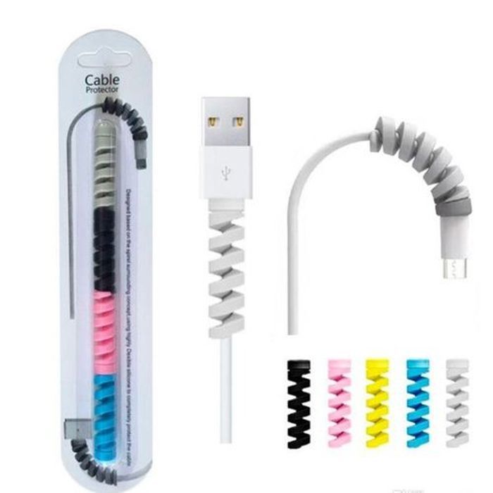 Set de 4 Pièces, Câble de protection en spirale en silicone, Cable Protector, Pour Tout type de cable Ecouteurs, USB ..