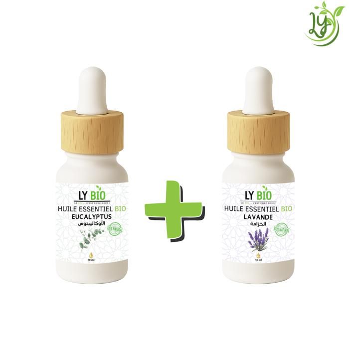 Pack Huile Essentielle - LYBIO - Eucalyptus 10ml - Lavande 10ml - Antibactérien - Relaxant