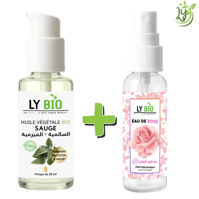 LYBIO PACK HUILE SAUGE 50ML - POMPE + EAU DE ROSE 100ML