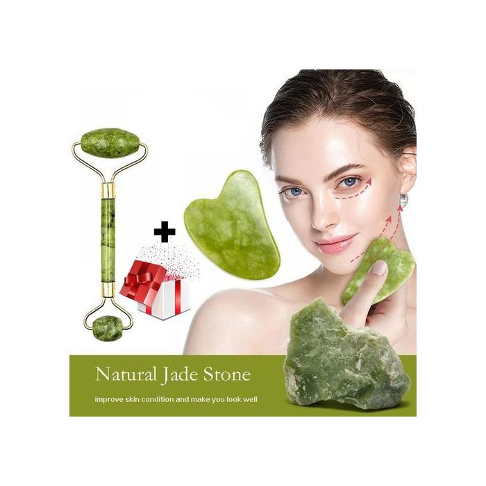 Rouleau de massage jade roller pour le visage + Cadeau