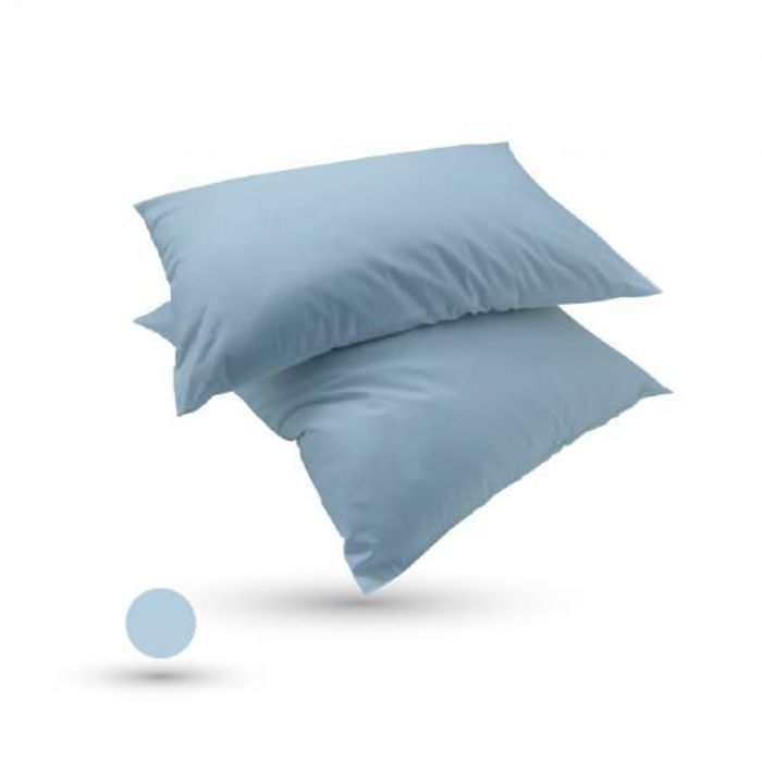 2 Taies D'oreiller uni Bleu Glacier (50x70 cm) - Antiallergique & Doux