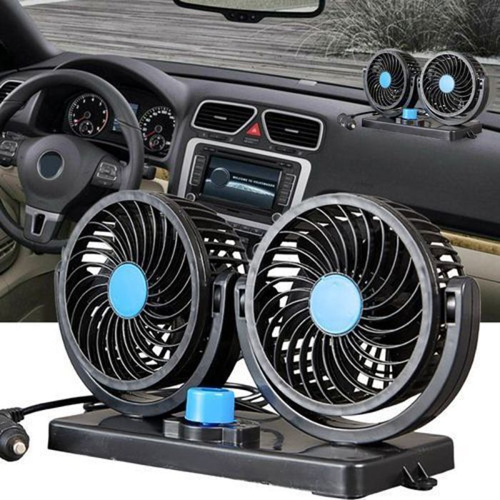 12V Dual Head Car Fan Portable Vehicle Truck Rotatif Auto