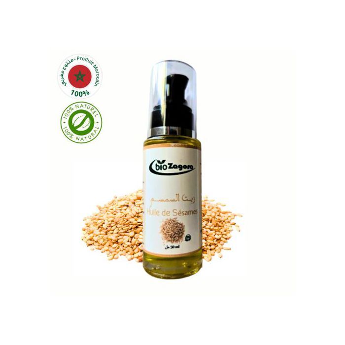 Huile Végétale de Sésame - Naturel - 50ml - Cosmétique et Alimentaire - Riche en Nutriments - 100% Marocain