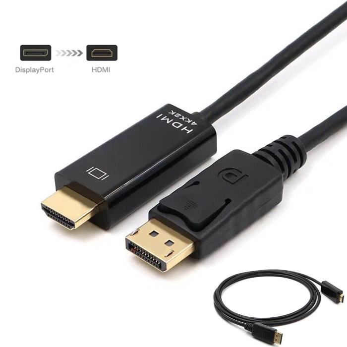 Câble DisplayPort vers HDMI - Zamus - 4K 30Hz - 1.8 m - Noir - Adaptateur mâle