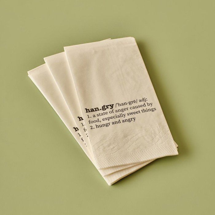 Serviette en papier - Hangry - Paquet de 25 - 33x33 cm - Imprimées en noir - Uni