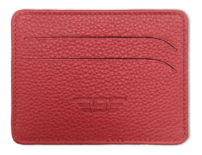 Porte carte - SMARTEDGE ADVENTURES - Rouge martelé - Cuir véritable - 4 cartes - Fait main au Maroc