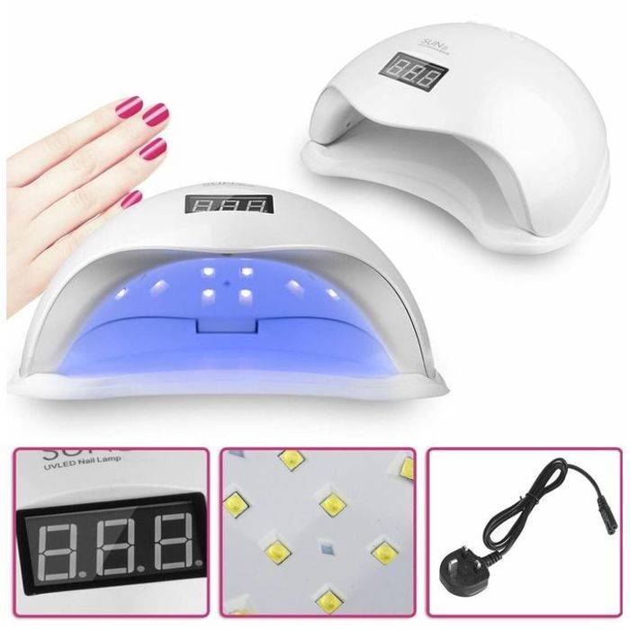 Sèche-ongles uv led 48w grand ecran lcd manucure domicile