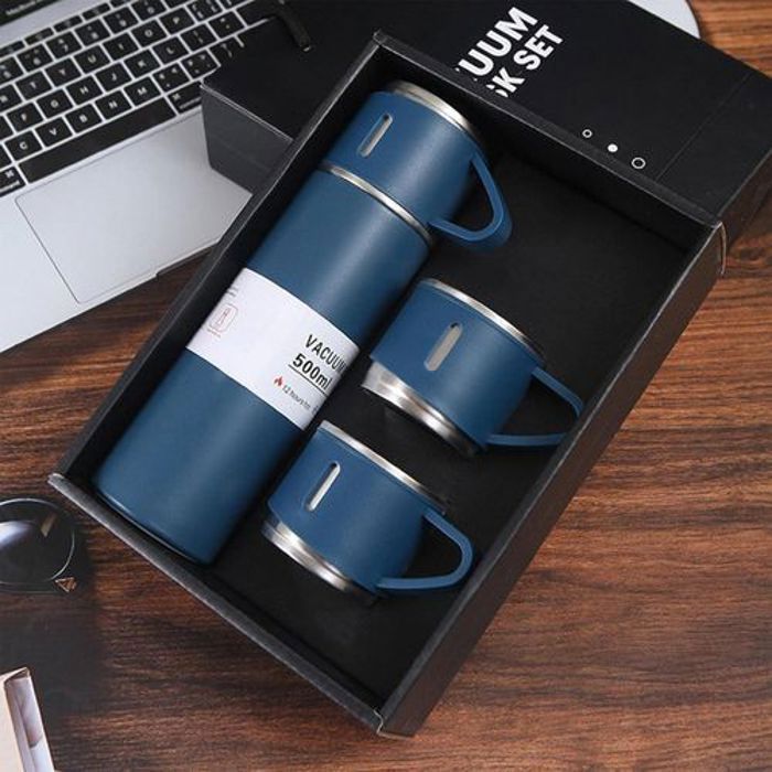 Bouteille isotherme - Thermos - 500ML - Acier inoxydable - 3 tasses - Couleur aliatoire