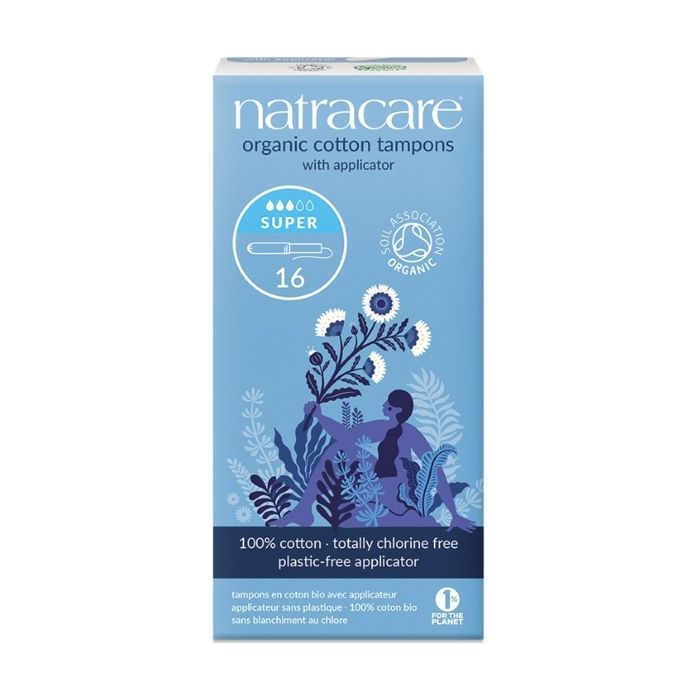 Tampons super avec applicateur - NATRACARE - Lot de 16 - Coton bio - Hypoallergénique - Biodégradable