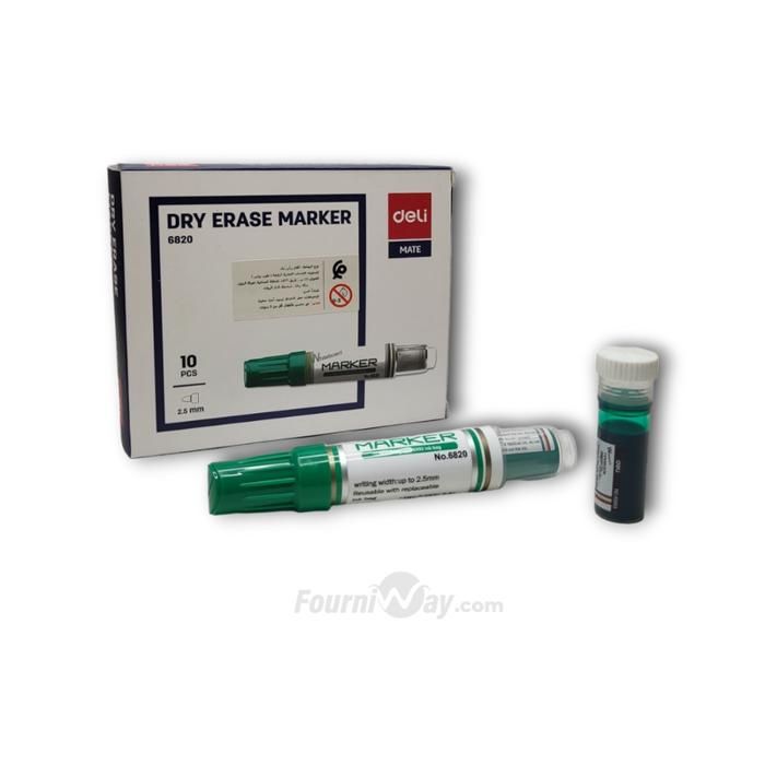 Boite 10 Marqueur Rechargable pour tableau Deli E6820 Vert