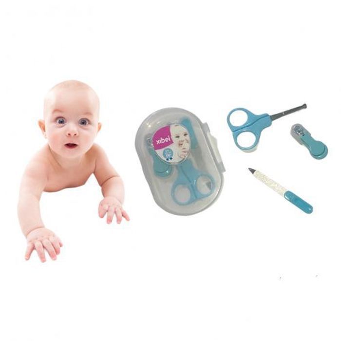Pack soin bébé kit coupe-ongles + ciseau + lime à ongles ( Bleu )