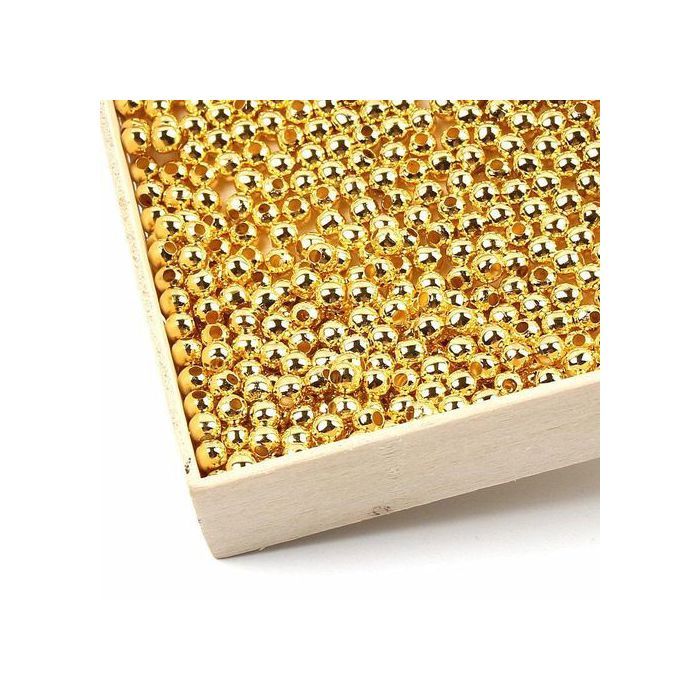 Perles rondes lisses - GENERIC - 1000 PCS - Métal en laiton - Plaqué or - Surface lisse