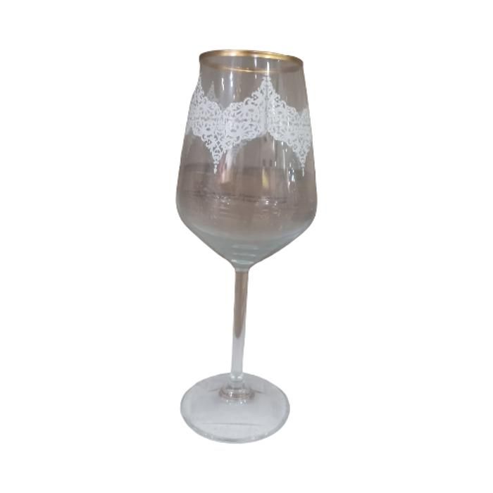SANILI verre à pied avec bord doré motif dentelle 350cc 19002-001